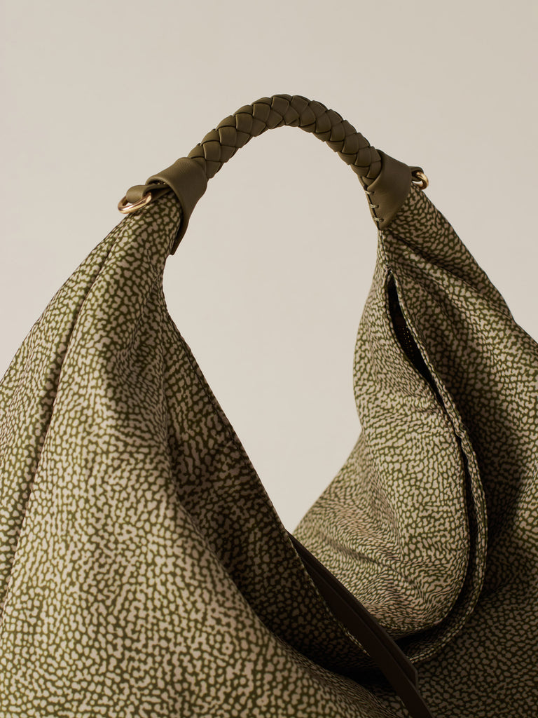 Borsa a mano in Tessuto riciclato Op - PLIE BORSA HOBO MEDIUM - Borbonese