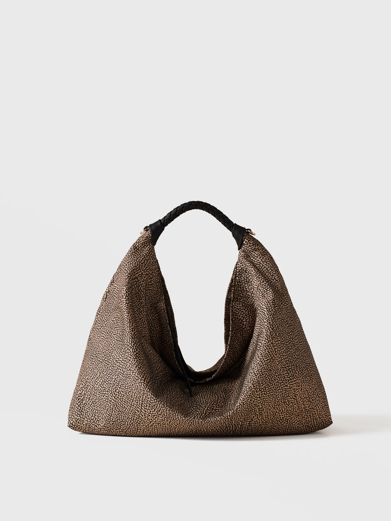 Borsa a mano in Tessuto riciclato Op - PLIE BORSA HOBO MEDIUM - Borbonese