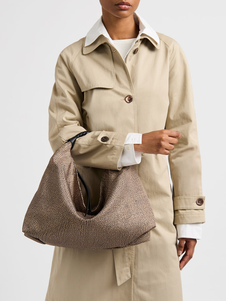 Borsa a mano in Tessuto riciclato Op - PLIE BORSA HOBO MEDIUM - Borbonese
