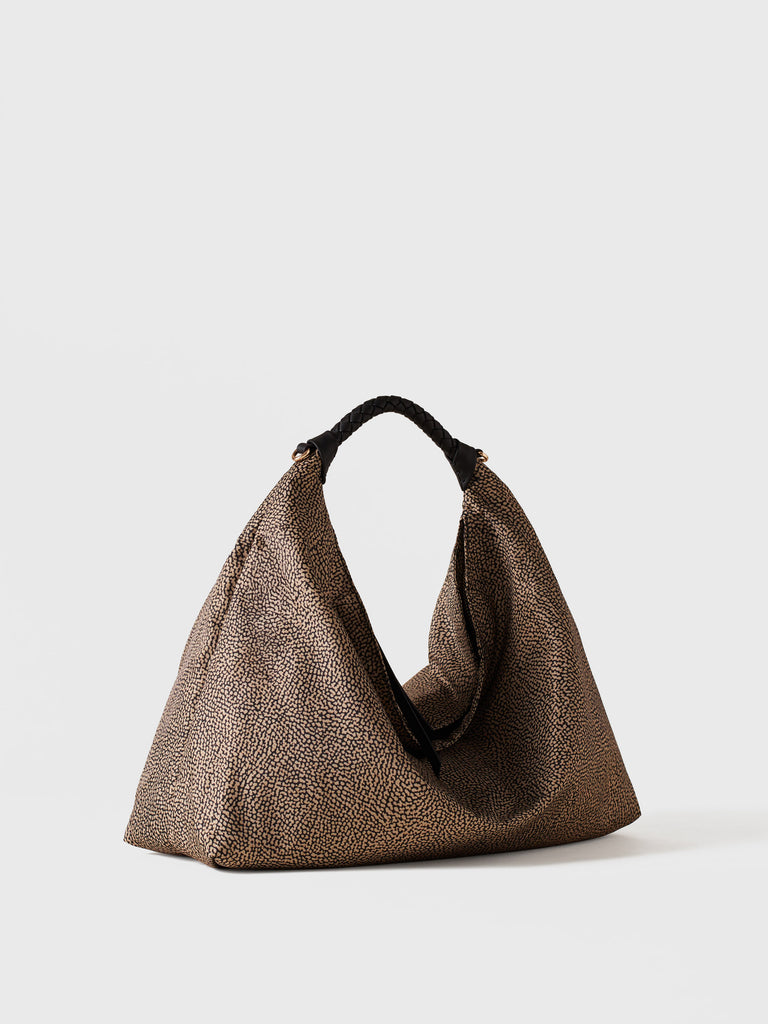 Borsa a mano in Tessuto riciclato Op - PLIE BORSA HOBO MEDIUM - Borbonese