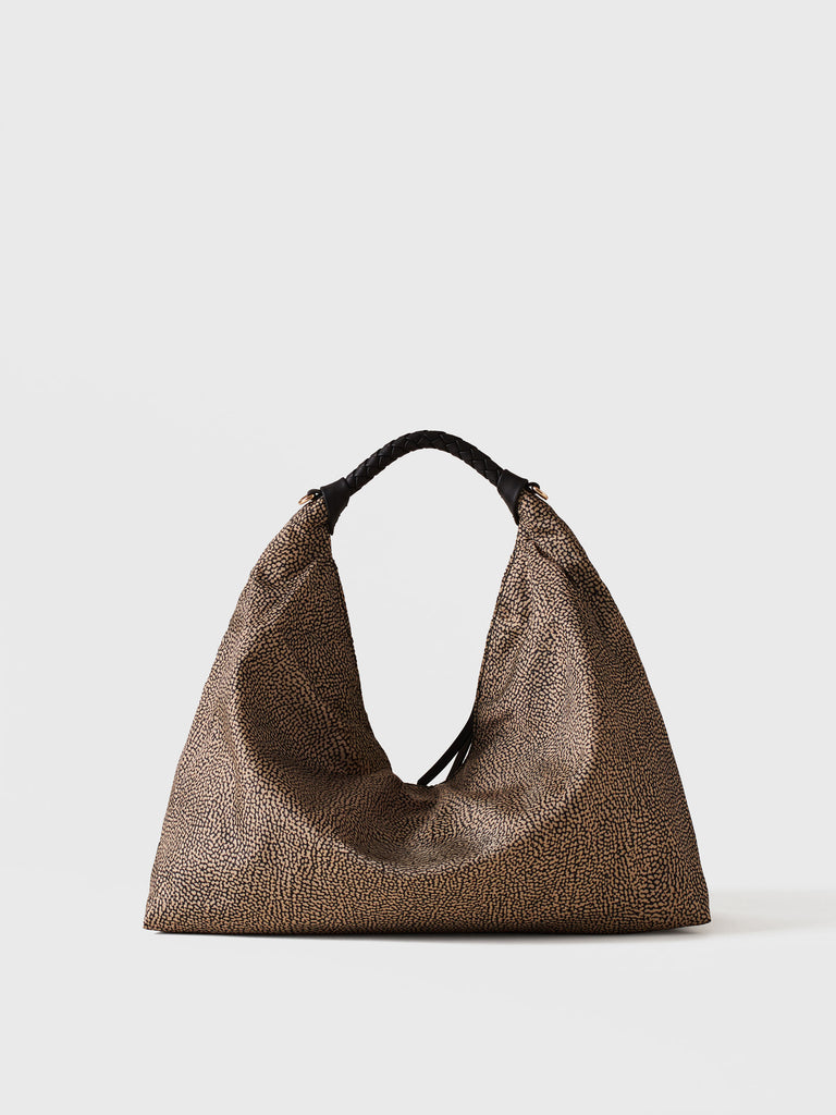 Borsa a mano in Tessuto riciclato Op - PLIE BORSA HOBO MEDIUM - Borbonese
