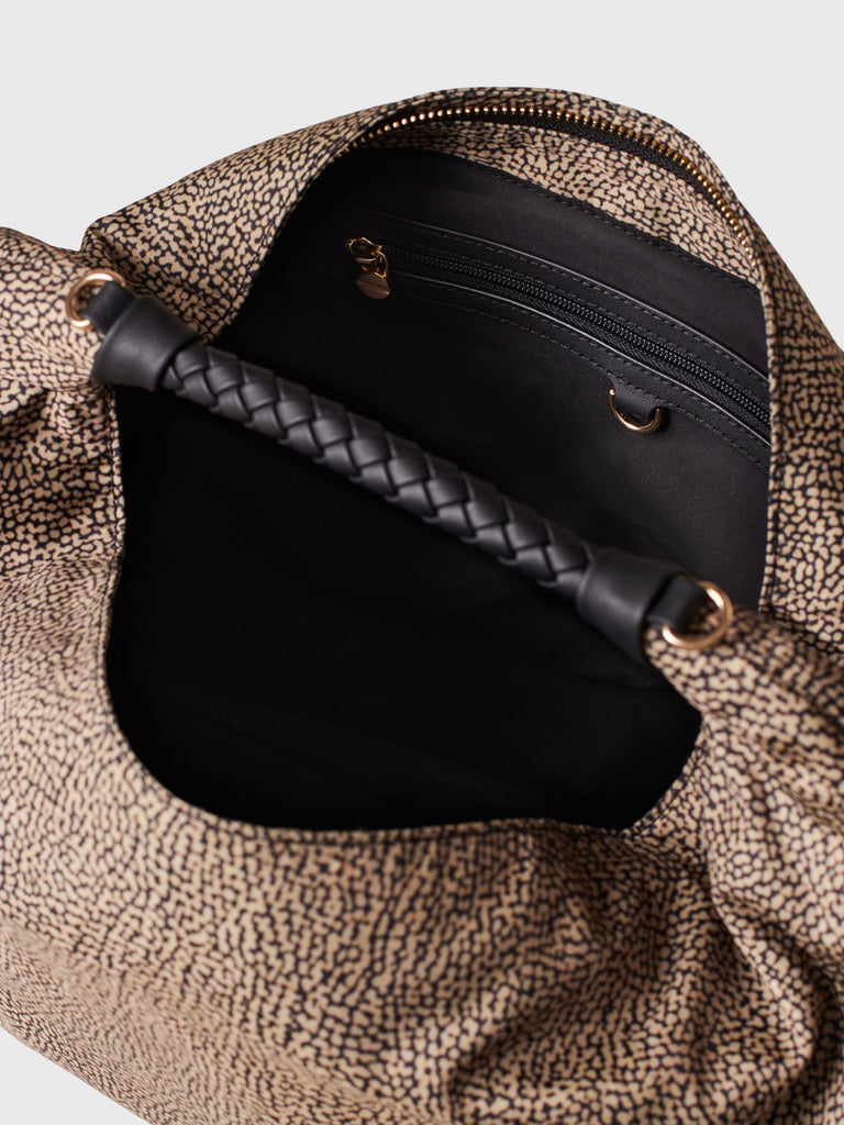 Borsa a mano in Tessuto riciclato Op - PLIE BORSA HOBO MEDIUM - Borbonese