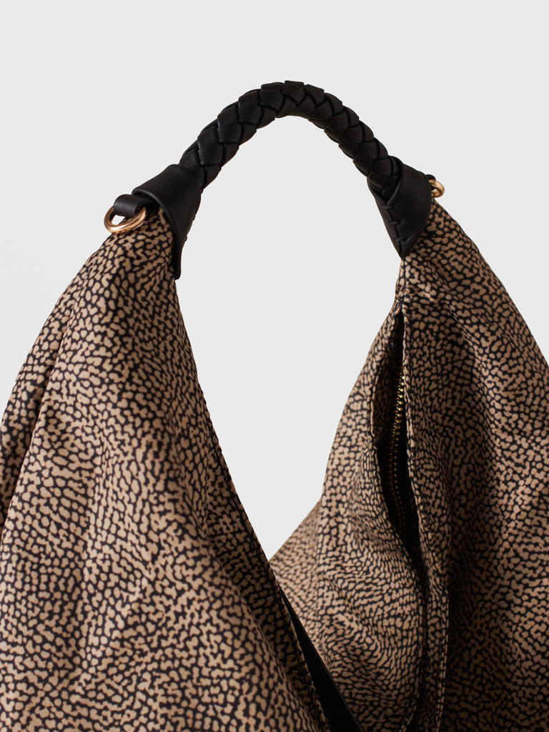 Borsa a mano in Tessuto riciclato Op - PLIE BORSA HOBO MEDIUM - Borbonese