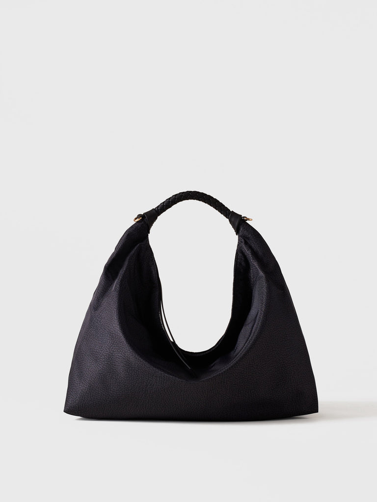 Borsa a mano in Tessuto riciclato Op - PLIE BORSA HOBO MEDIUM - Borbonese