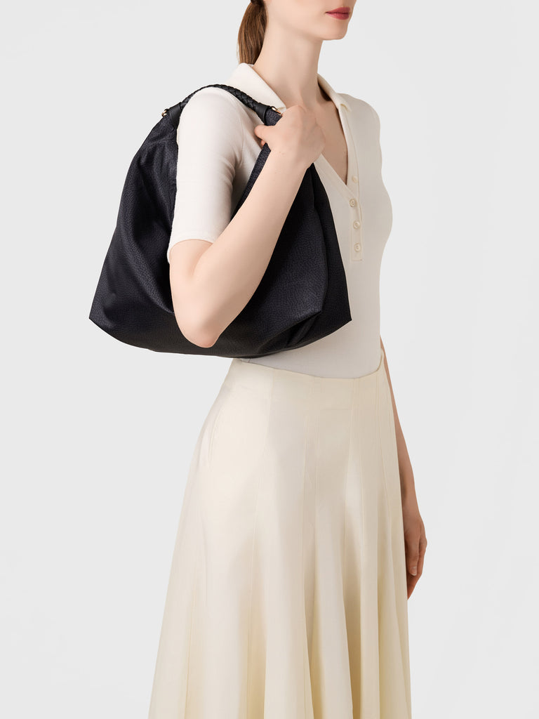 Borsa a mano in Tessuto riciclato Op - PLIE BORSA HOBO MEDIUM - Borbonese