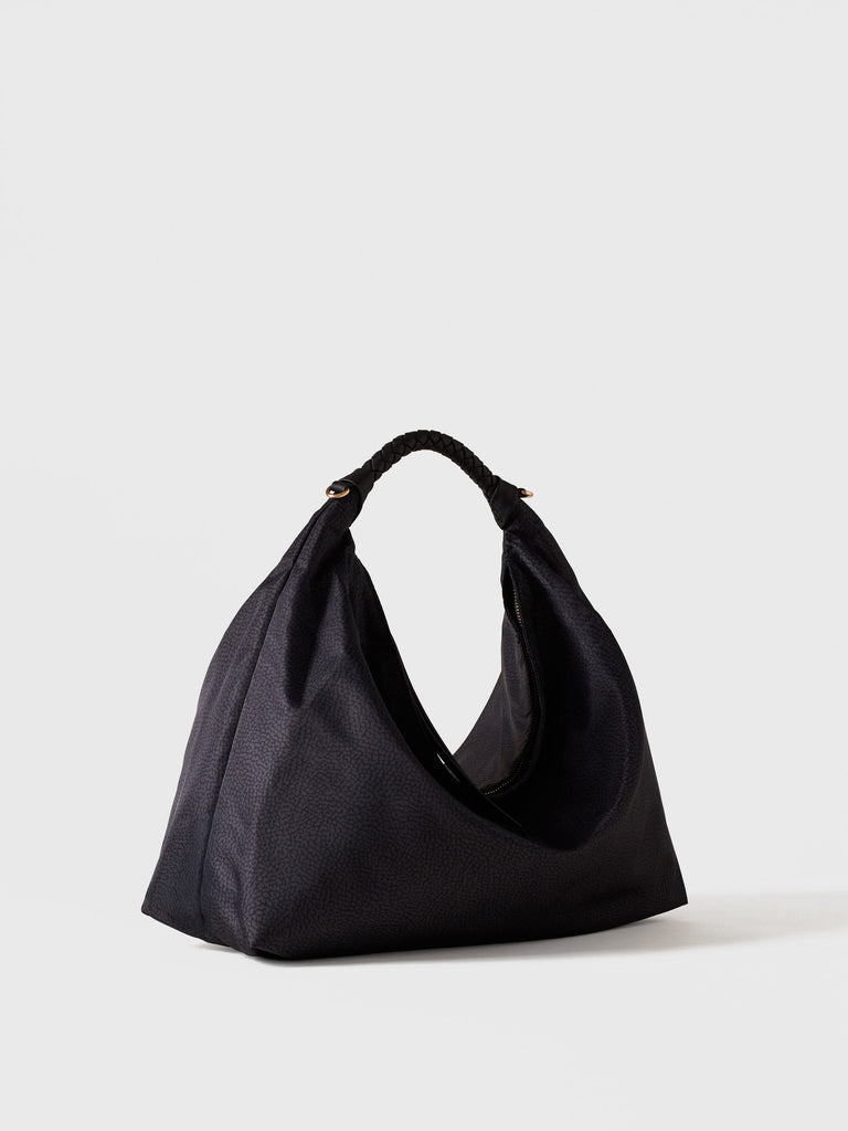 Borsa a mano in Tessuto riciclato Op - PLIE BORSA HOBO MEDIUM - Borbonese