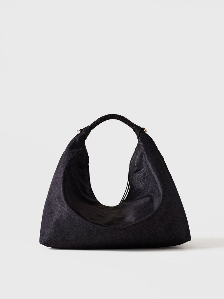 Borsa a mano in Tessuto riciclato Op - PLIE BORSA HOBO MEDIUM - Borbonese