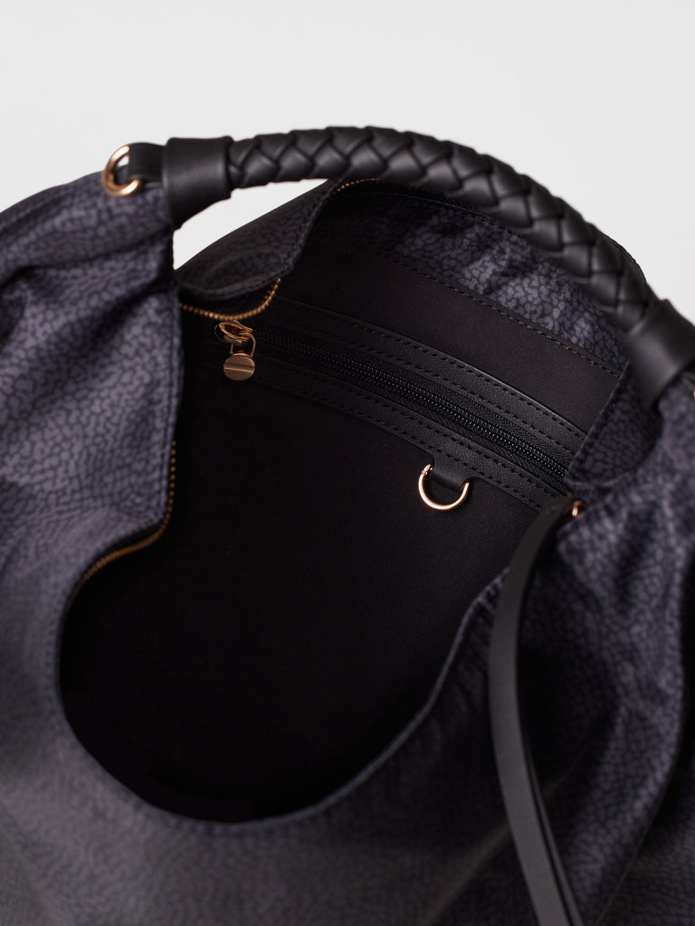 Borsa a mano in Tessuto riciclato Op - PLIE BORSA HOBO MEDIUM - Borbonese