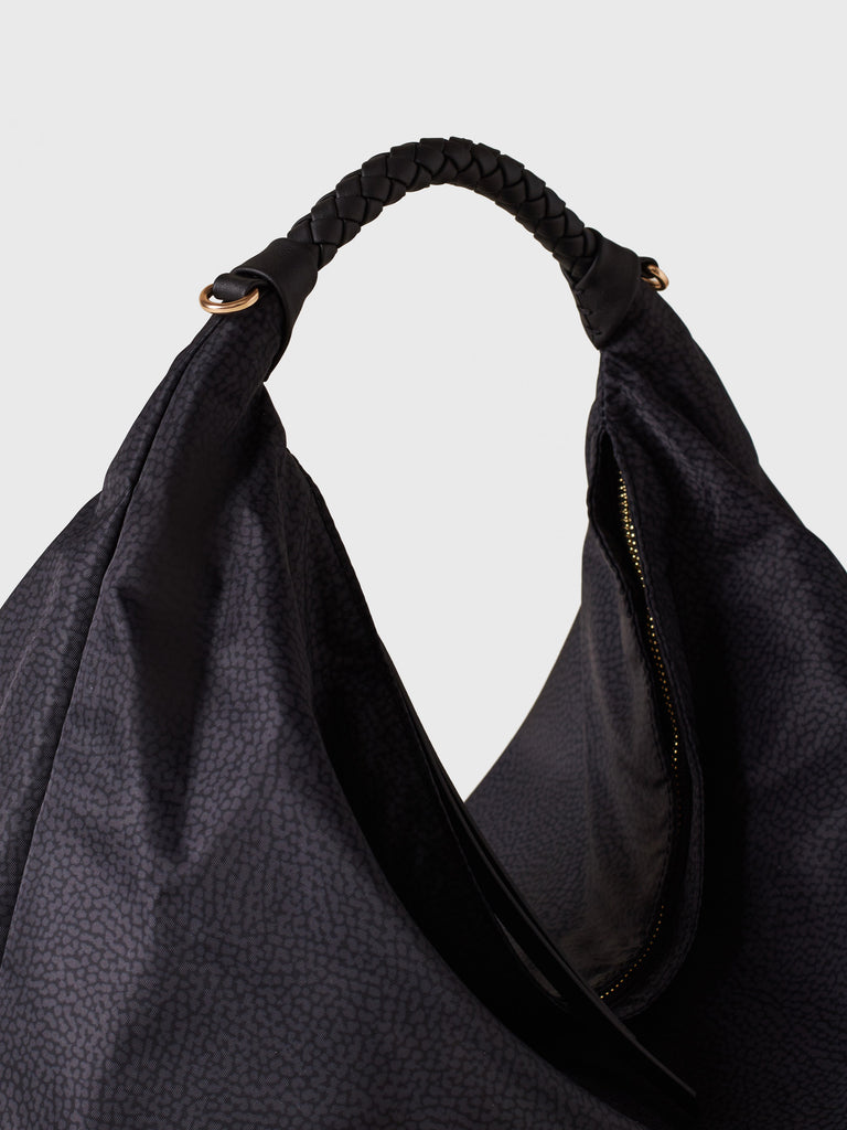 Borsa a mano in Tessuto riciclato Op - PLIE BORSA HOBO MEDIUM - Borbonese