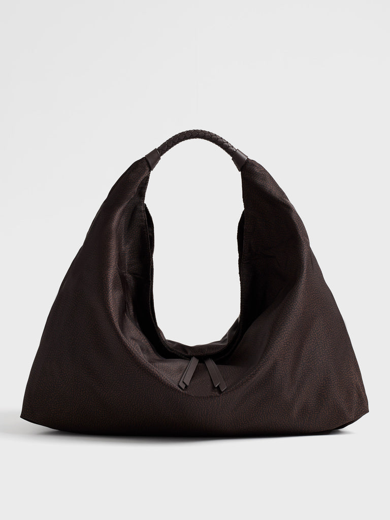 Borsa a spalla in tessuto riciclato Op - PLIE BORSA HOBO LARGE - Borbonese