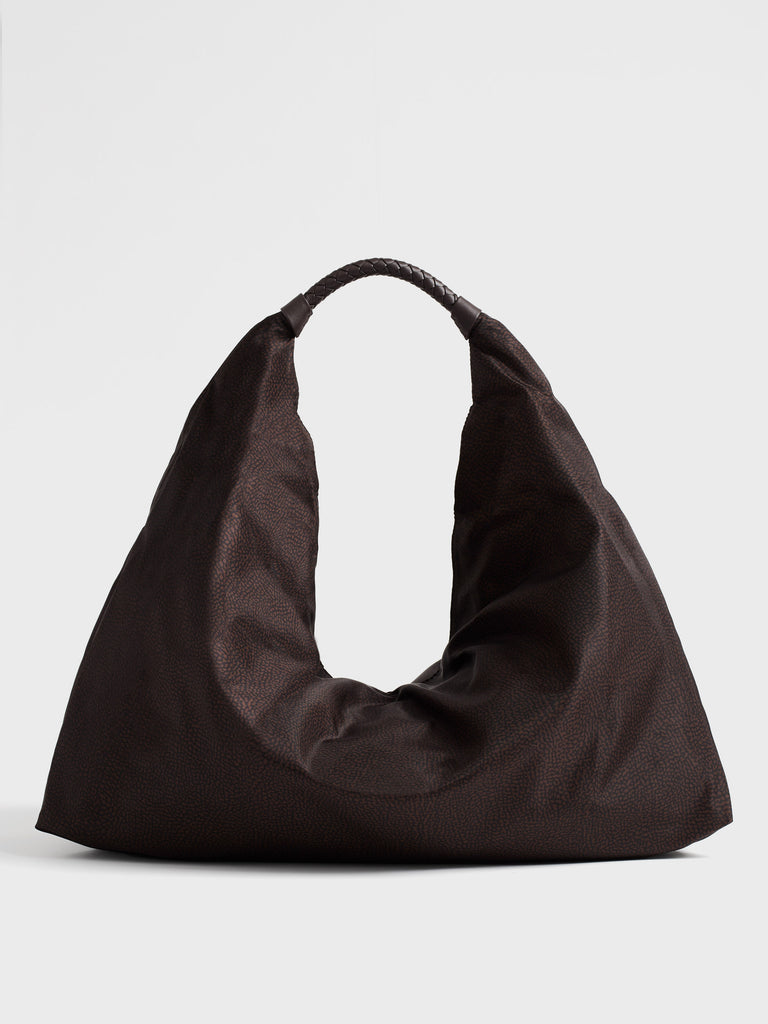 Borsa a spalla in tessuto riciclato Op - PLIE BORSA HOBO LARGE - Borbonese