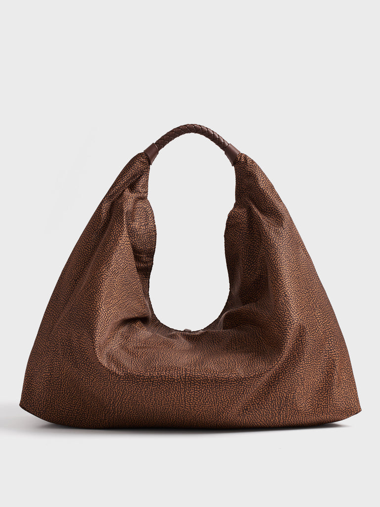 Borsa a spalla in tessuto Op - PLIE BORSA HOBO LARGE - Borbonese