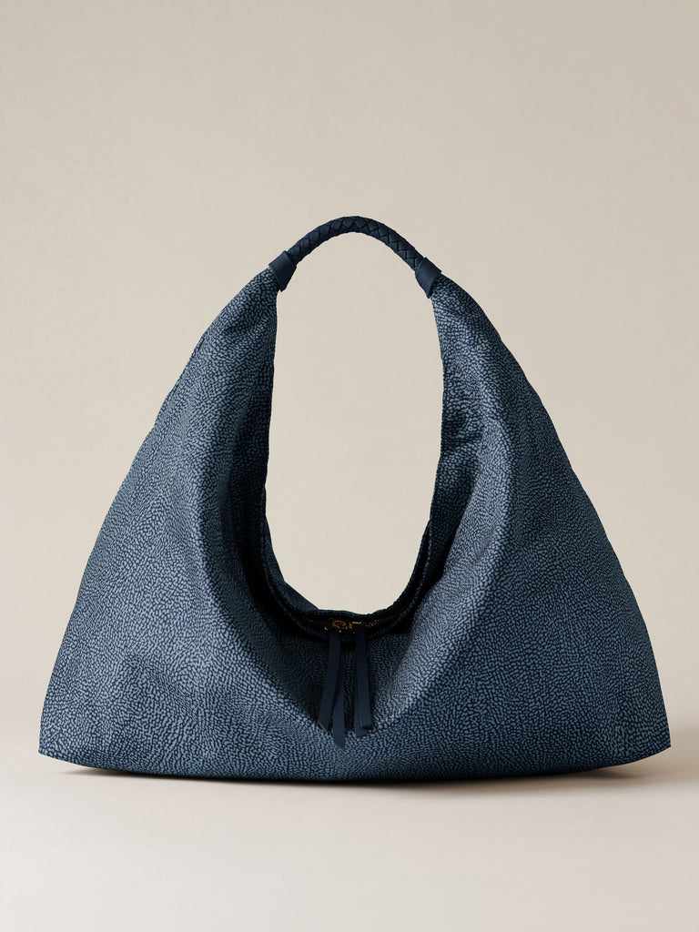 Borsa a spalla in Tessuto riciclato Op - PLIE BORSA HOBO LARGE - Borbonese