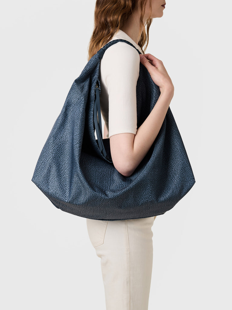 Borsa a spalla in Tessuto riciclato Op - PLIE BORSA HOBO LARGE - Borbonese