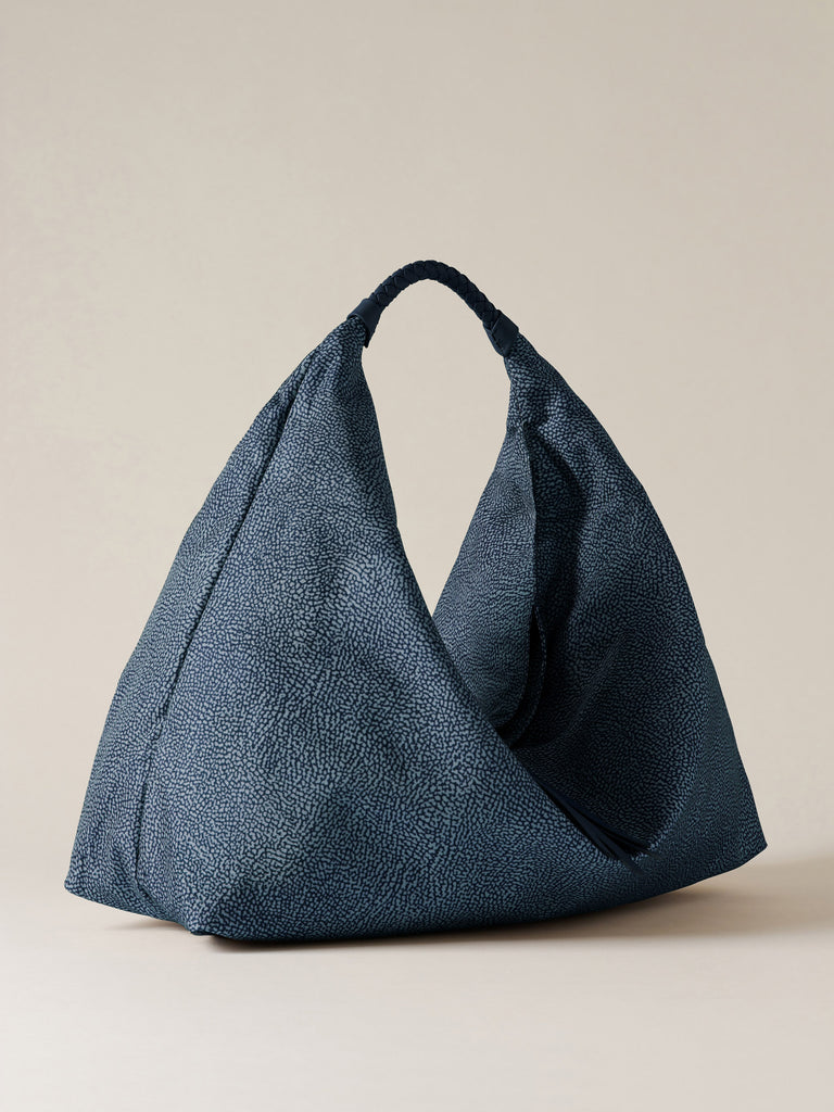 Borsa a spalla in Tessuto riciclato Op - PLIE BORSA HOBO LARGE - Borbonese