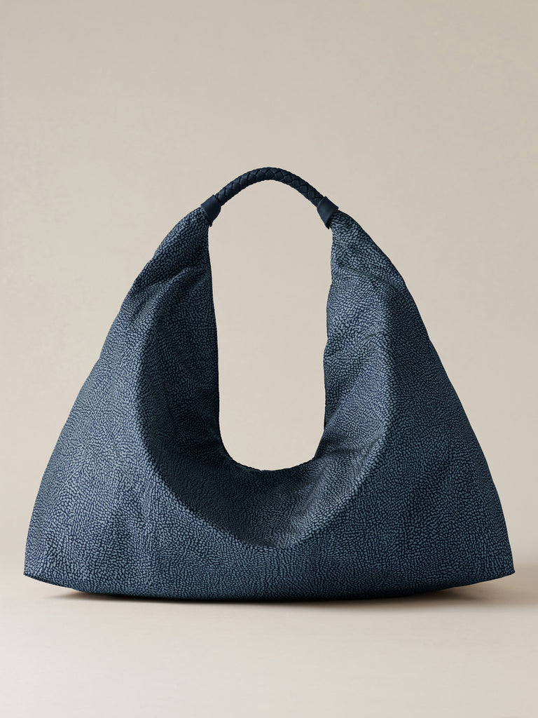 Borsa a spalla in Tessuto riciclato Op - PLIE BORSA HOBO LARGE - Borbonese