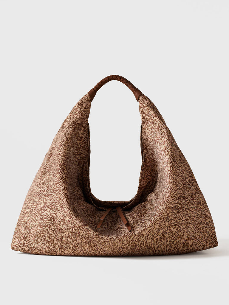 Borsa a spalla in Tessuto riciclato Op - PLIE BORSA HOBO LARGE - Borbonese