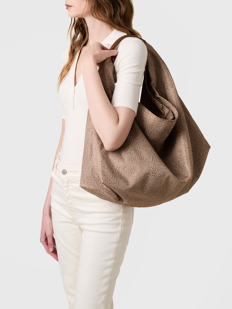 Borsa a spalla in Tessuto riciclato Op - PLIE BORSA HOBO LARGE - Borbonese
