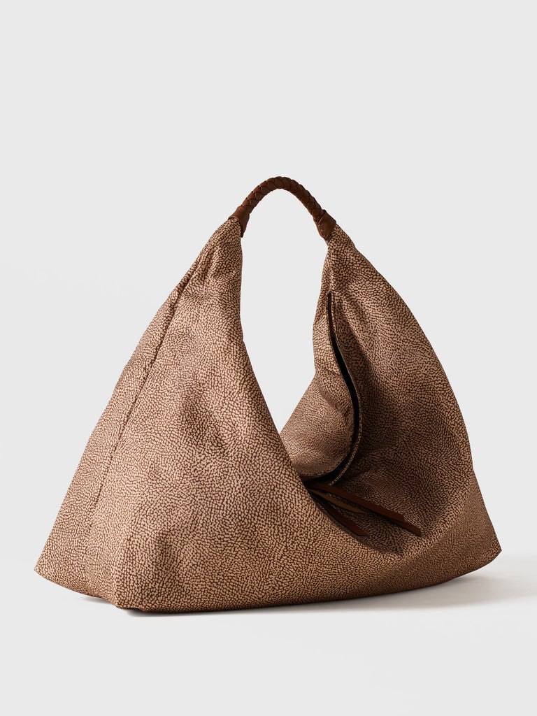 Borsa a spalla in Tessuto riciclato Op - PLIE BORSA HOBO LARGE - Borbonese