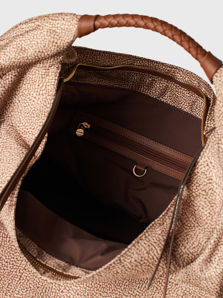 Borsa a spalla in Tessuto riciclato Op - PLIE BORSA HOBO LARGE - Borbonese