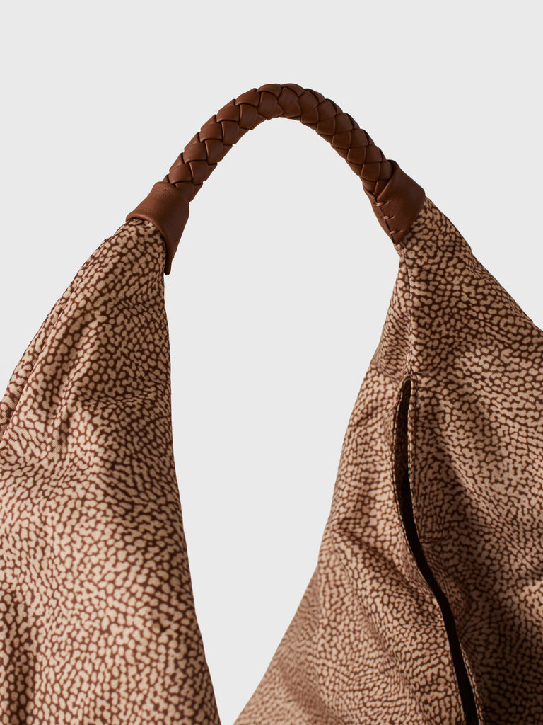 Borsa a spalla in Tessuto riciclato Op - PLIE BORSA HOBO LARGE - Borbonese