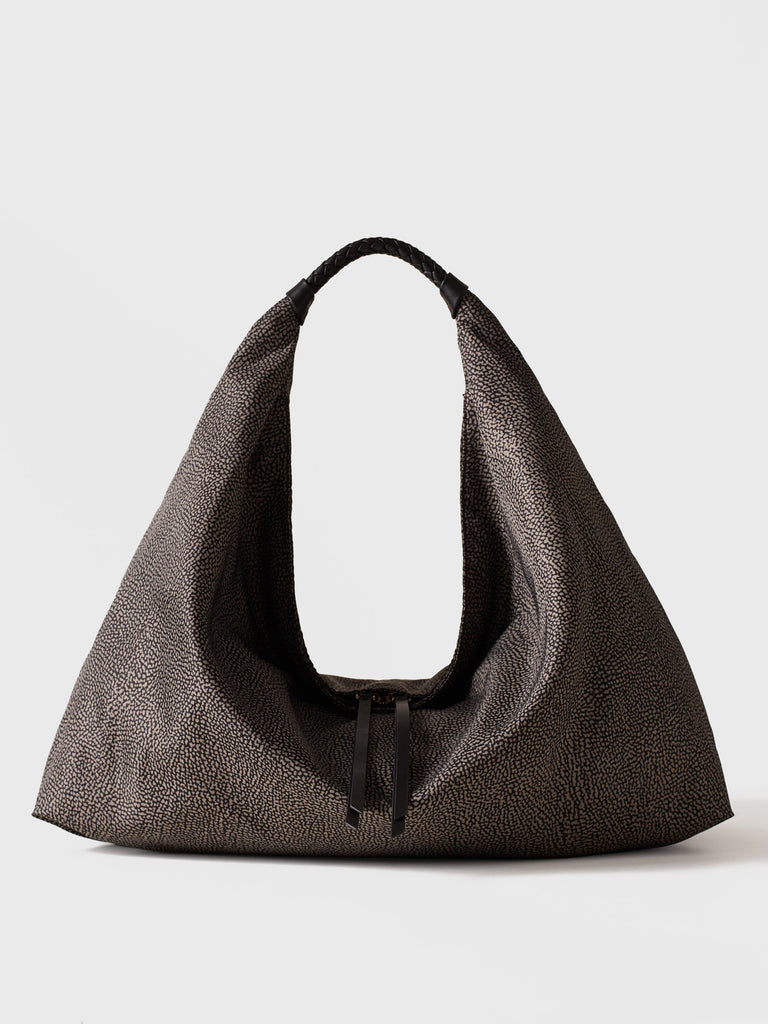 Borsa a spalla in tessuto riciclato Op - PLIE BORSA HOBO LARGE - Borbonese