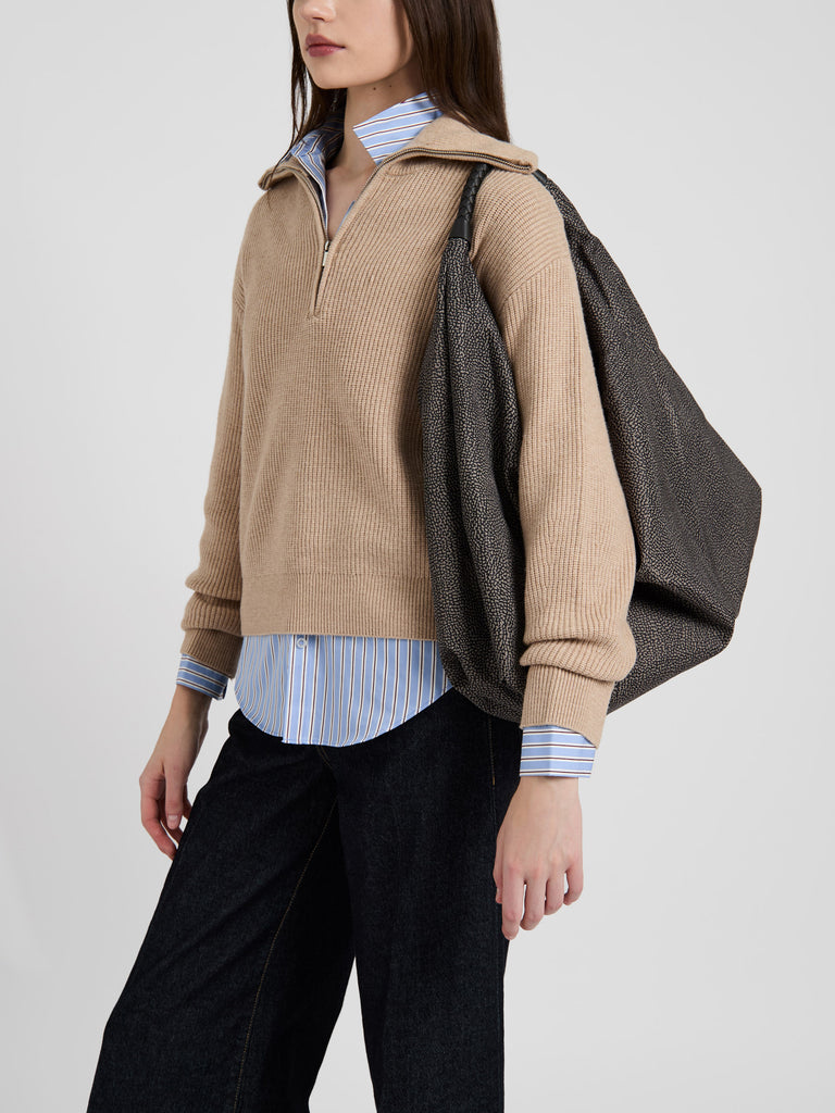 Op fabric Shoulder bag - PLIE HOBO BAG LARGE - Borbonese