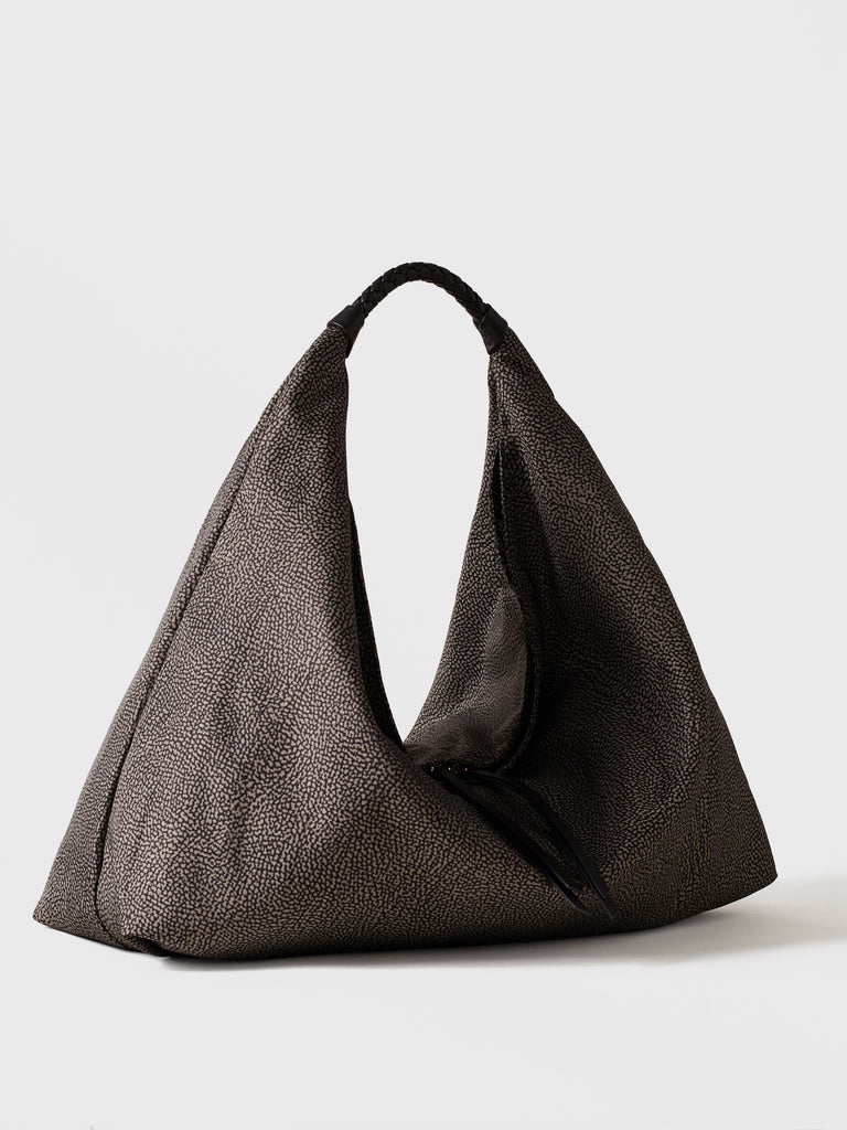 Borsa a spalla in tessuto riciclato Op - PLIE BORSA HOBO LARGE - Borbonese