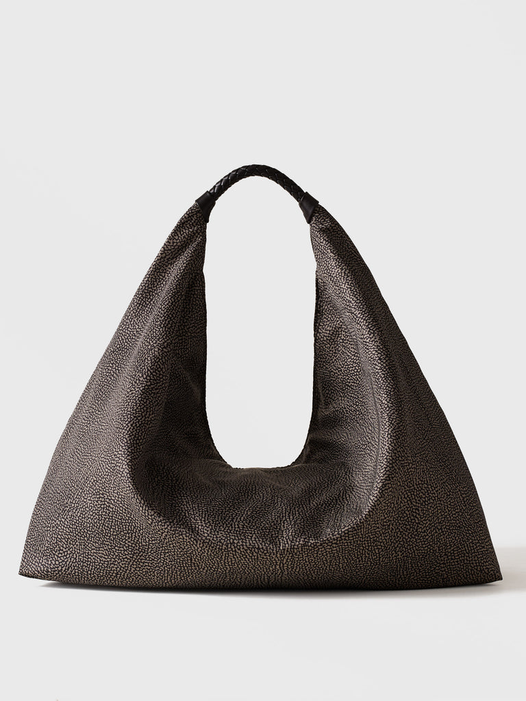 Borsa a spalla in tessuto riciclato Op - PLIE BORSA HOBO LARGE - Borbonese