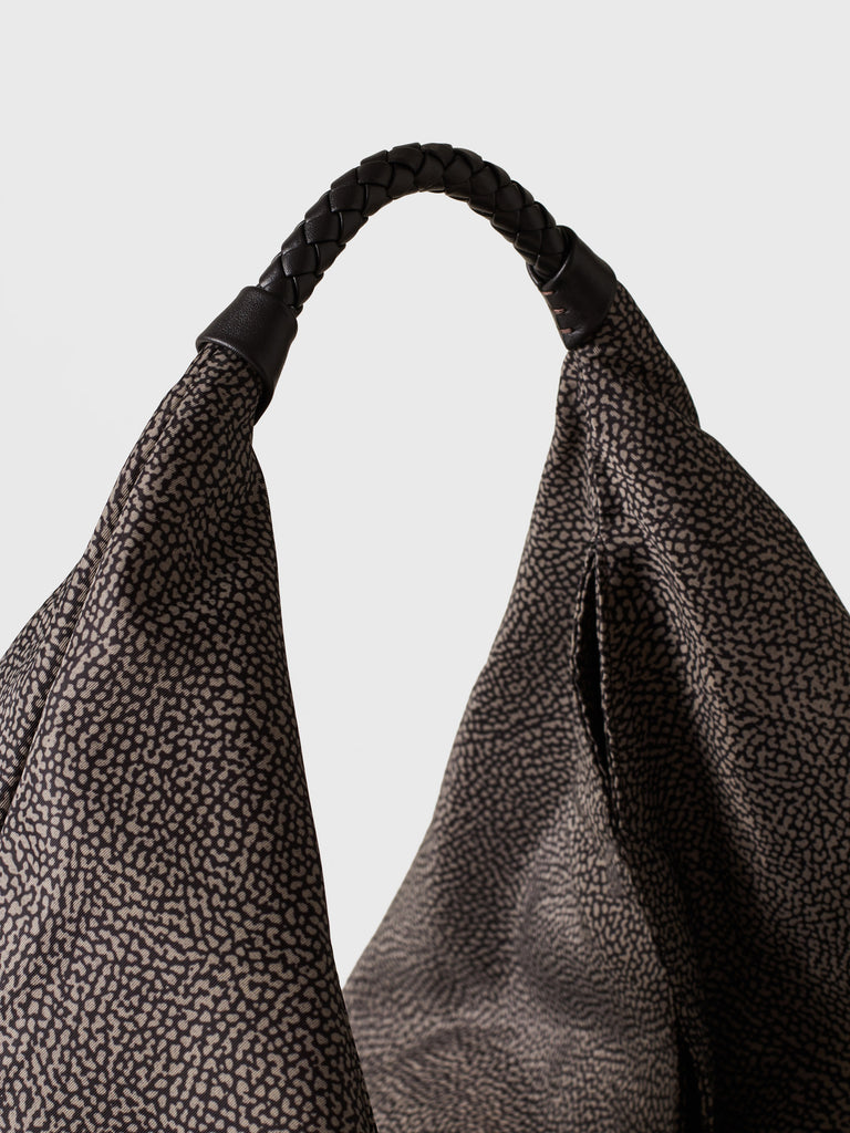 Borsa a spalla in tessuto riciclato Op - PLIE BORSA HOBO LARGE - Borbonese