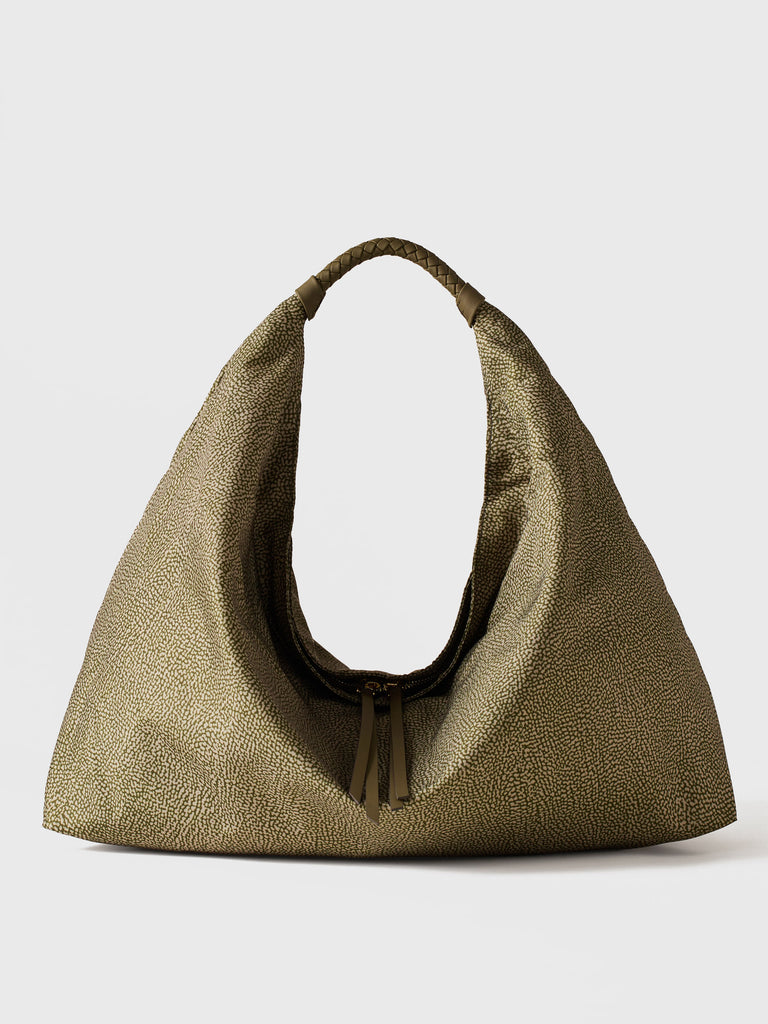 Op Recyled fabric Shoulder bag - PLIE HOBO BAG LARGE - Borbonese
