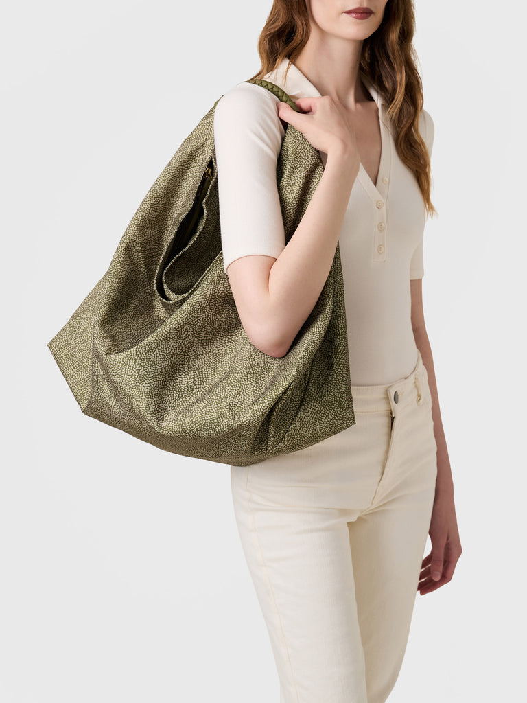 Op Recyled fabric Shoulder bag - PLIE HOBO BAG LARGE - Borbonese