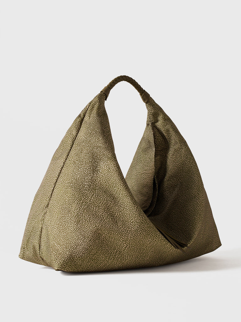 Op Recyled fabric Shoulder bag - PLIE HOBO BAG LARGE - Borbonese