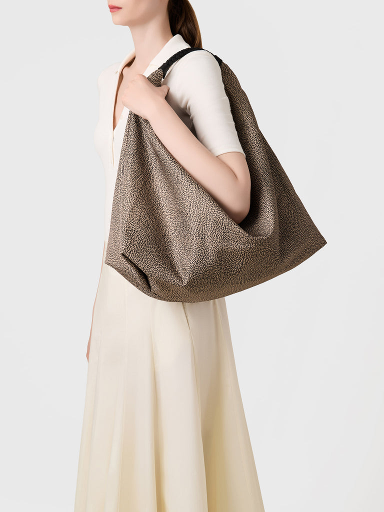 Borsa a spalla in Tessuto riciclato Op - PLIE BORSA HOBO LARGE - Borbonese