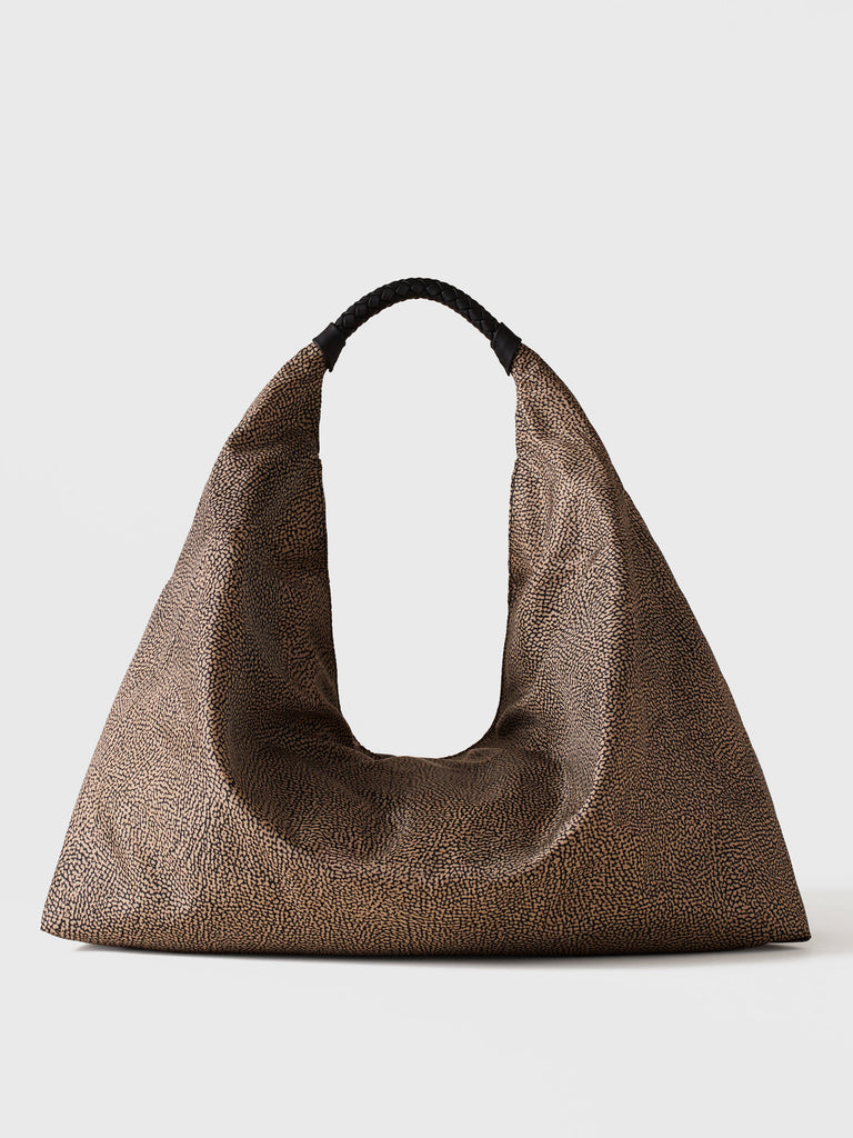 Borsa a spalla in Tessuto riciclato Op - PLIE BORSA HOBO LARGE - Borbonese
