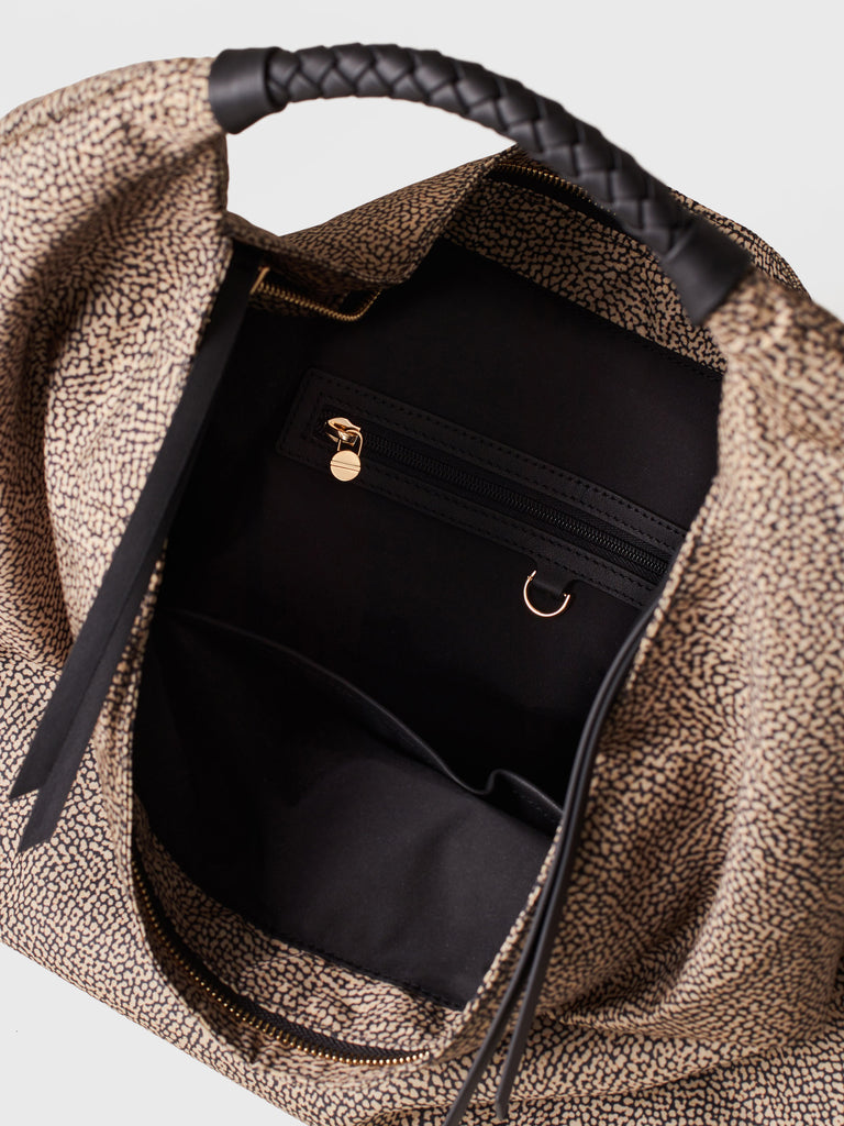 Borsa a spalla in Tessuto riciclato Op - PLIE BORSA HOBO LARGE - Borbonese