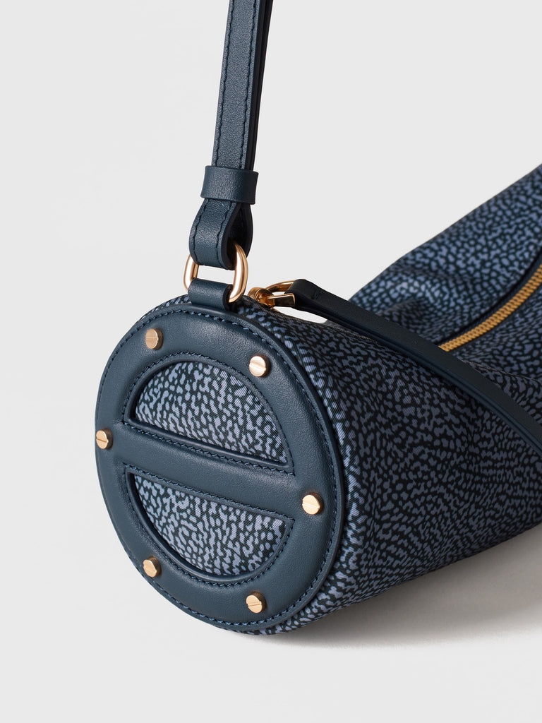 Borsa a spalla in tessuto riciclato Op e Pelle - VIS A VIS BAULETTO SMALL - Borbonese