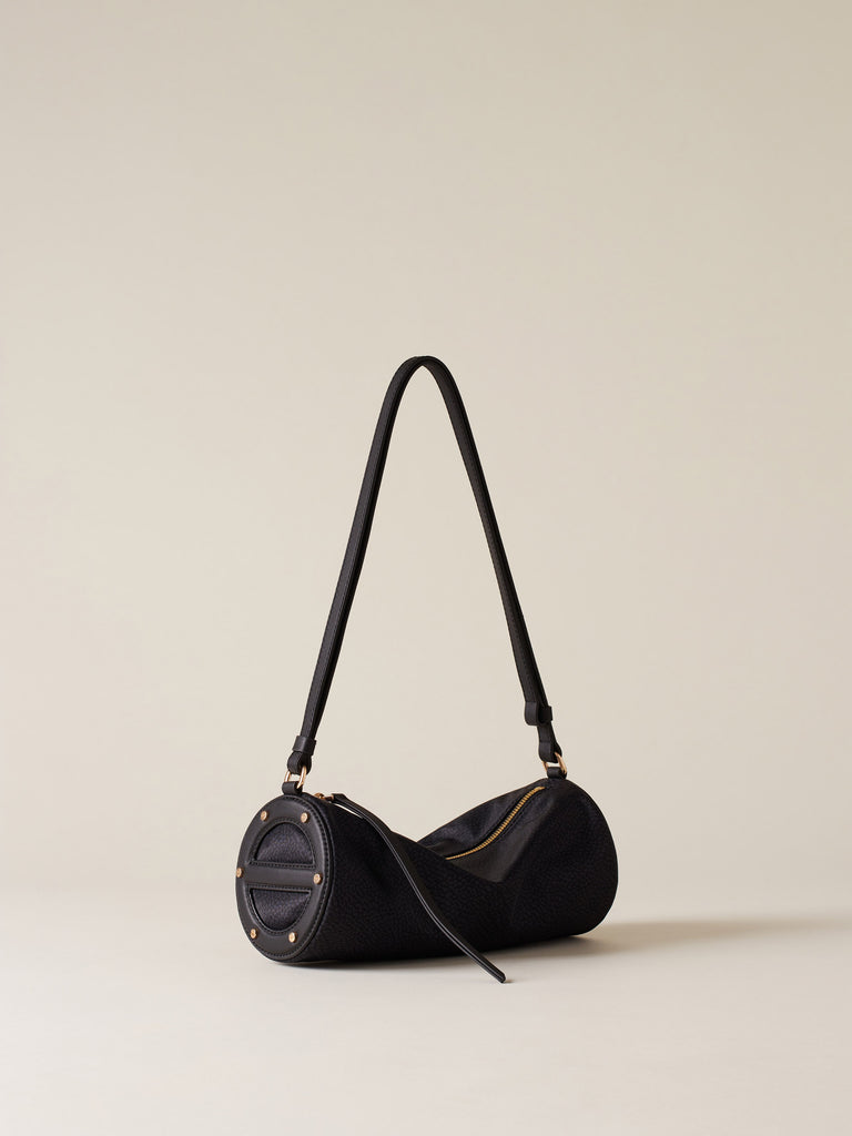 Borsa a spalla in tessuto riciclato Op e Pelle - VIS A VIS BAULETTO SMALL - Borbonese