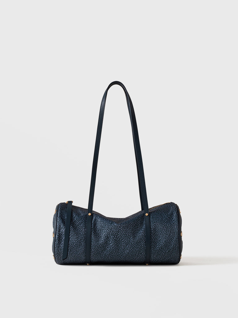 Borsa a spalla in Tessuto riciclato Op e Pelle - VIS A VIS BAULETTO MEDIUM - Borbonese
