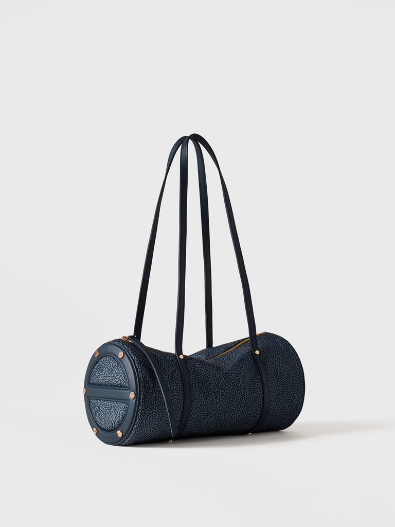 Borsa a spalla in Tessuto riciclato Op e Pelle - VIS A VIS BAULETTO MEDIUM - Borbonese