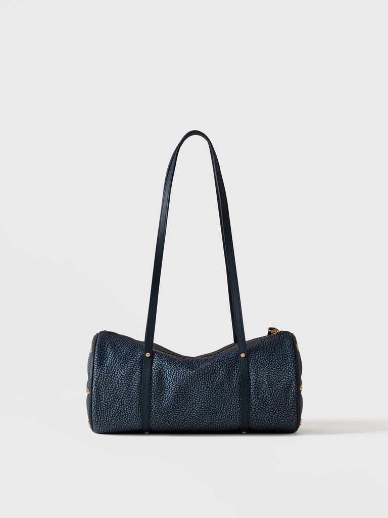 Borsa a spalla in Tessuto riciclato Op e Pelle - VIS A VIS BAULETTO MEDIUM - Borbonese