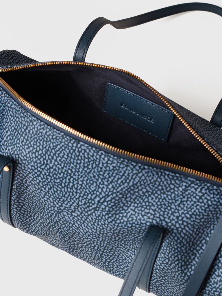 Borsa a spalla in Tessuto riciclato Op e Pelle - VIS A VIS BAULETTO MEDIUM - Borbonese
