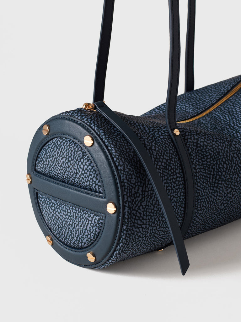 Borsa a spalla in Tessuto riciclato Op e Pelle - VIS A VIS BAULETTO MEDIUM - Borbonese