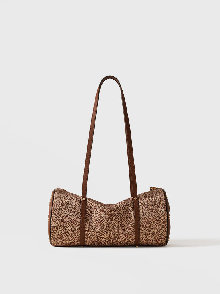 Borsa a spalla in Tessuto riciclato Op e Pelle - VIS A VIS BAULETTO MEDIUM - Borbonese