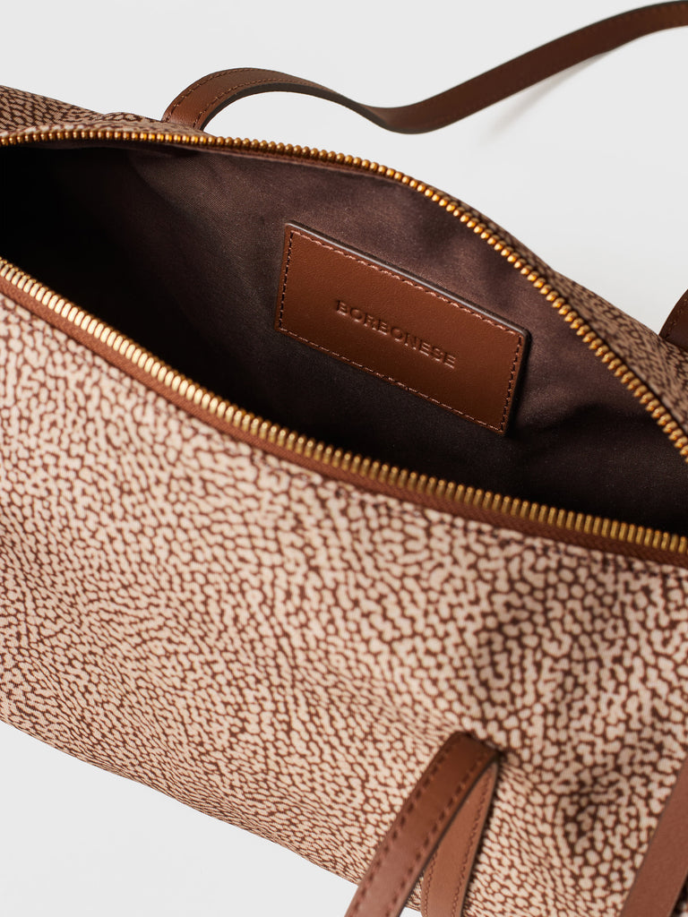 Borsa a spalla in Tessuto riciclato Op e Pelle - VIS A VIS BAULETTO MEDIUM - Borbonese