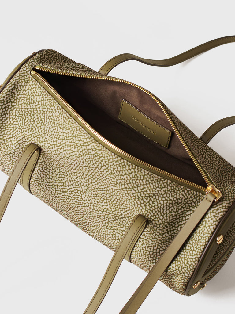 Borsa a spalla in Tessuto riciclato Op e Pelle - VIS A VIS BAULETTO MEDIUM - Borbonese