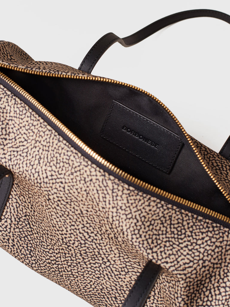 Borsa a spalla in Tessuto riciclato Op e Pelle - VIS A VIS BAULETTO MEDIUM - Borbonese