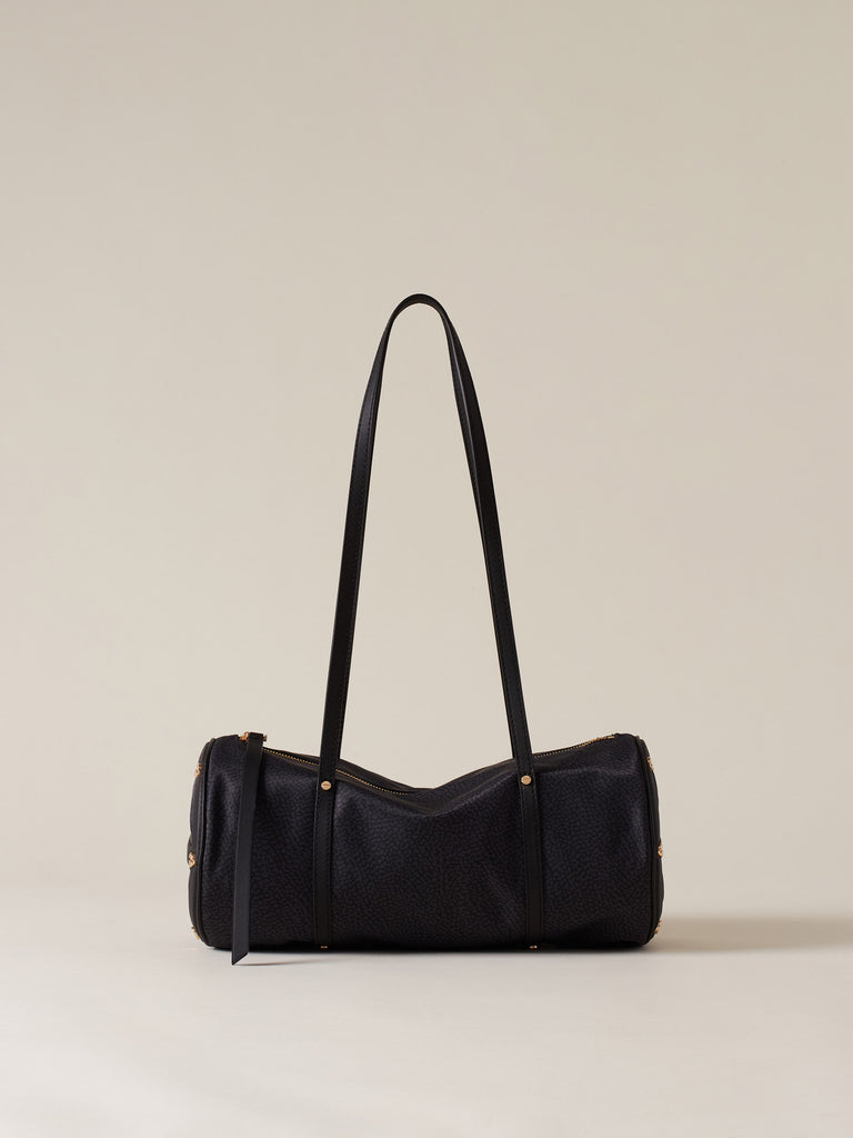 Borsa a spalla in Tessuto riciclato Op e Pelle - VIS A VIS BAULETTO MEDIUM - Borbonese