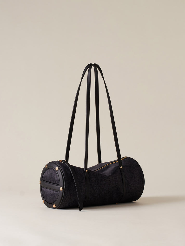 Borsa a spalla in Tessuto riciclato Op e Pelle - VIS A VIS BAULETTO MEDIUM - Borbonese