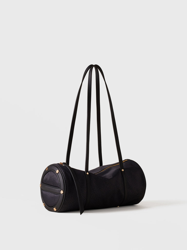 Borsa a spalla in Tessuto riciclato Op e Pelle - VIS A VIS BAULETTO MEDIUM - Borbonese